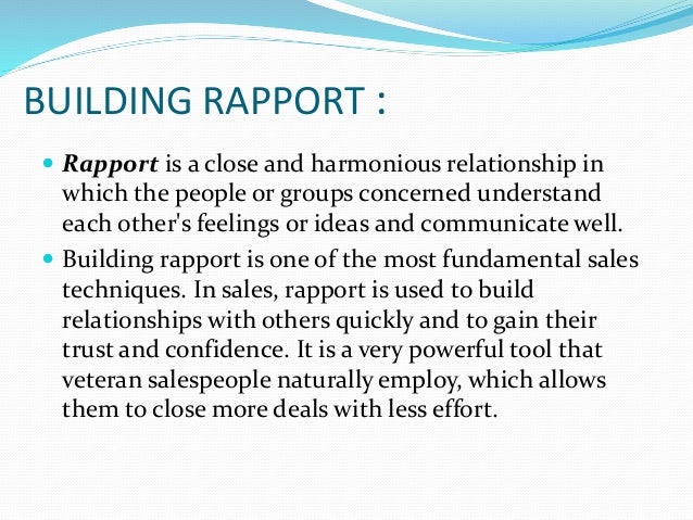 What does building rapport mean